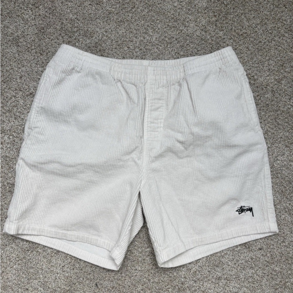 White Stussy Corduroy Shorts